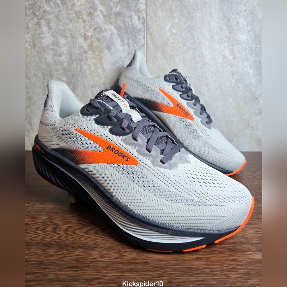 Brooks Ghost 17 Men's Running Shoes Size 8 4E Wide Gray Orange Black DNA LOFT